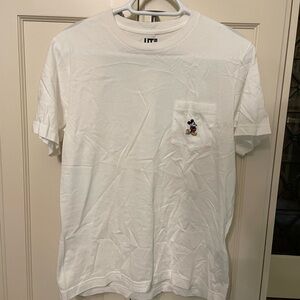 Uniqlo x Disney White T-Shirt with Mickey Mouse Embroidery